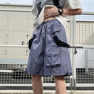 夏男短裤工装大口袋字母印花复合皱短裤D292 P45图片