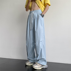 休闲裤男韩版潮流粉色个性帅2023夏季新款ins宽松束脚裤K4284-P34，男装休闲裤，星座412-3