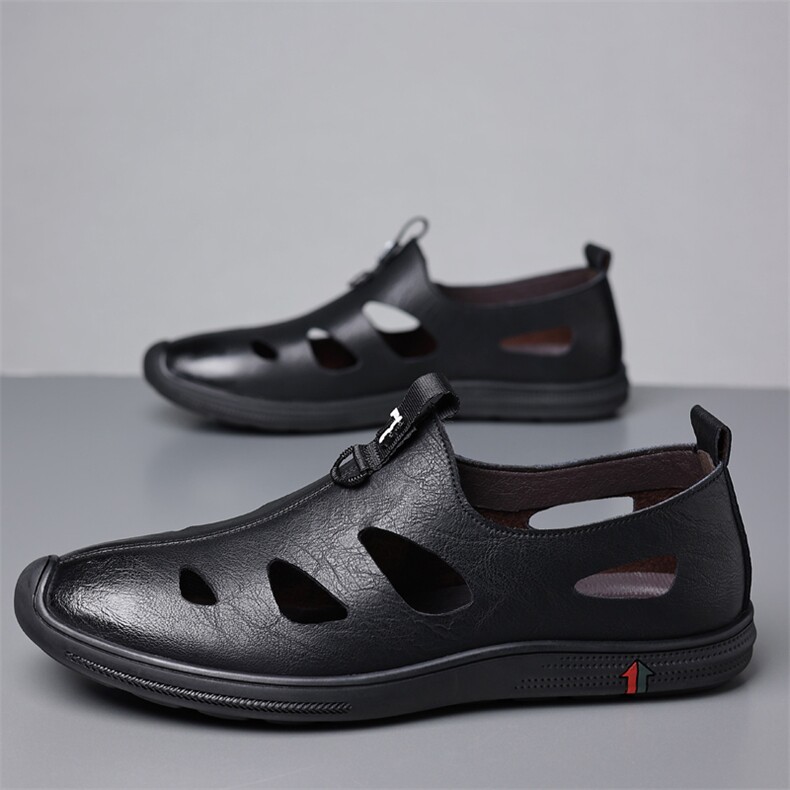 X4063-P125包头凉鞋男士镂空皮鞋男潮透气洞洞鞋凉鞋，男鞋凉鞋，星座1407-3