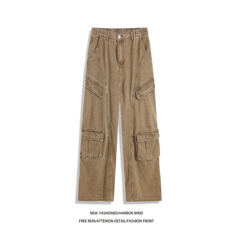 2025秋季美式拼接多口袋设计感牛仔工装裤B315-K25823-特p45控88，男装工装外套，电商B315