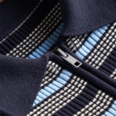 2025年秋季新款POLO珑蓝色条纹针织短袖时尚休闲通勤百搭，女装T恤，致织羊绒