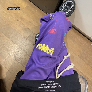 秋季新款美式潮流泼墨发泡印花多色宽松卫裤B315-K23411-p50控68图片