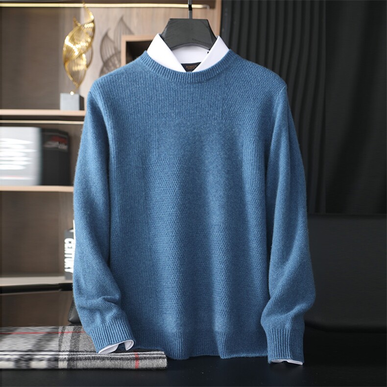 2025秋冬新款羊绒衫女100%纯山羊绒圆领纯色保暖休闲后摆针织套衫，男装羊绒套衫，台绒羊绒