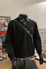 假两件卫衣男秋冬拼接衬衫领学院风上衣外套WY3658-特P38加绒P40，男装衬衫，电商B295