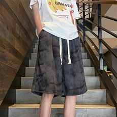 2024麂皮绒短裤男士夏季潮牌薄款休闲五分中裤宽松运动裤子，男装牛仔裤，星座1013