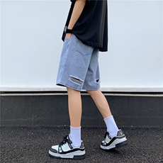 夏季牛仔短裤男士五分裤男款高街破洞直筒中裤5分裤马裤N3106，男装牛仔裤，星座1116A-1（原606A）
