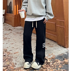 现货情侣巴黎三杠微喇卫裤学生情侣运动裤A210A-WK03-P35，男装休闲裤，电商A210A