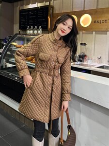 时尚潮流百搭修身显瘦长衣,女装棉衣/棉服,千利红