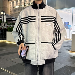 F639P70撞色户外夹克男秋高街潮牌复古外套小众宽松休闲立图片