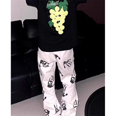 高街潮牌痞帅手掌印花夏季牛仔裤男女hiphop炸街微喇长裤K3310，男装牛仔裤，星座1116A（原606A-3）