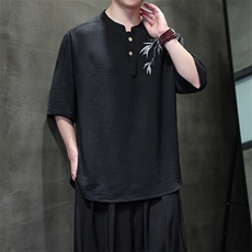 夏季冰丝立领短袖男风刺绣五分袖新中式大码垂感T恤男T812P55,男装T恤,电商A021A,四季星座 夏季冰丝立领短袖男风刺绣五分袖新中式大码垂感T恤男T812P55,男装T恤,电商A021A,四季星座