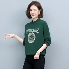 2022年秋季新款套头圆领卫衣女长袖韩版宽松显瘦上衣服女打底衫棉，女装卫衣/绒衫，简韵佳