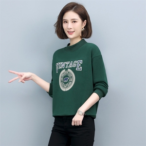 2022年秋季新款套头圆领卫衣女长袖韩版宽松显瘦上衣服女打底衫棉图片
