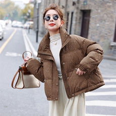 美拉德洋气时尚短款立领羽绒服女2025秋冬季新款小个子白鸭绒外套，女装羽绒服，意芙