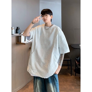 美式复古cleanfit宽版型重磅短袖T袖男上衣ins半袖潮ST471-P36图片