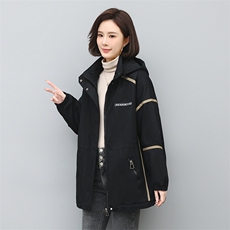 2022年冬季时尚潮流中长款休闲加绒加厚派克服，女装派克服，独衣靓