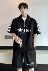 现货不缺货夏季休闲运动套装百搭撞色套装1209-1-TZ13-P65，男装休闲套装，星座1209-1