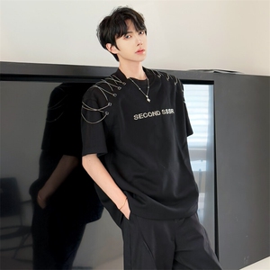 （现货）小众金属扣铁链短袖男夏T恤5062-P58(裤子2611