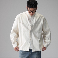 1506/G30820/P43日系复古秋冬新款宽松垂感纽扣装饰男女衬衣外套，男装衬衫，星座1506A