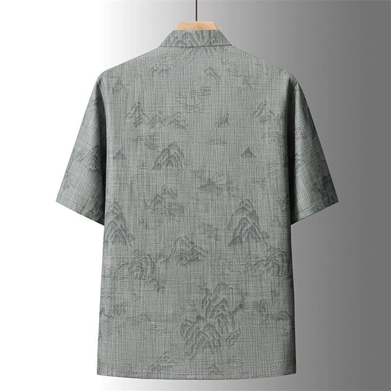 夏季风唐装中年短袖衬衫套装男士太极服宽松套装TR88605-P110,男装衬衫,星座1105-3
