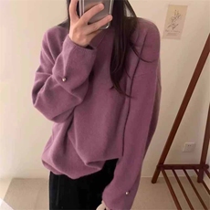 秋冬新款小铃铛卷边圆领时尚百搭，女装羊绒衫，鹿一羊绒