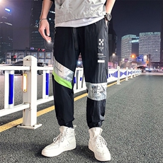 2021春季新款港风男士反光拼色九分裤运动小脚裤A438-5092-P50，男装休闲裤，电商A438