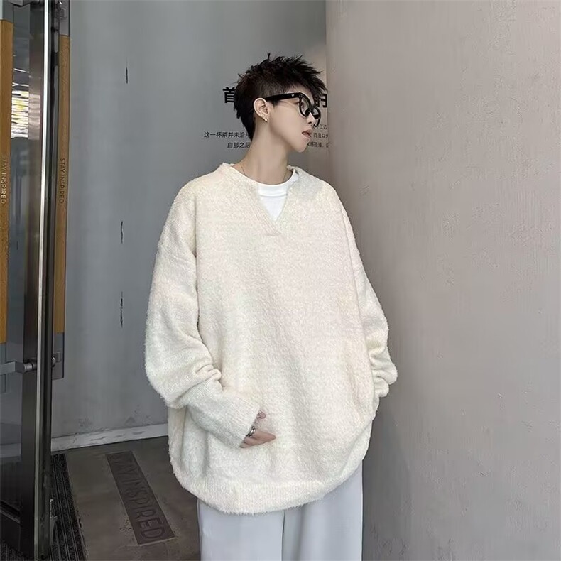 美式复古V领男秋季新款宽松慵懒风高级感马海毛针织衫M5714-P51,男装针织衫/毛衣,星座1109-3
