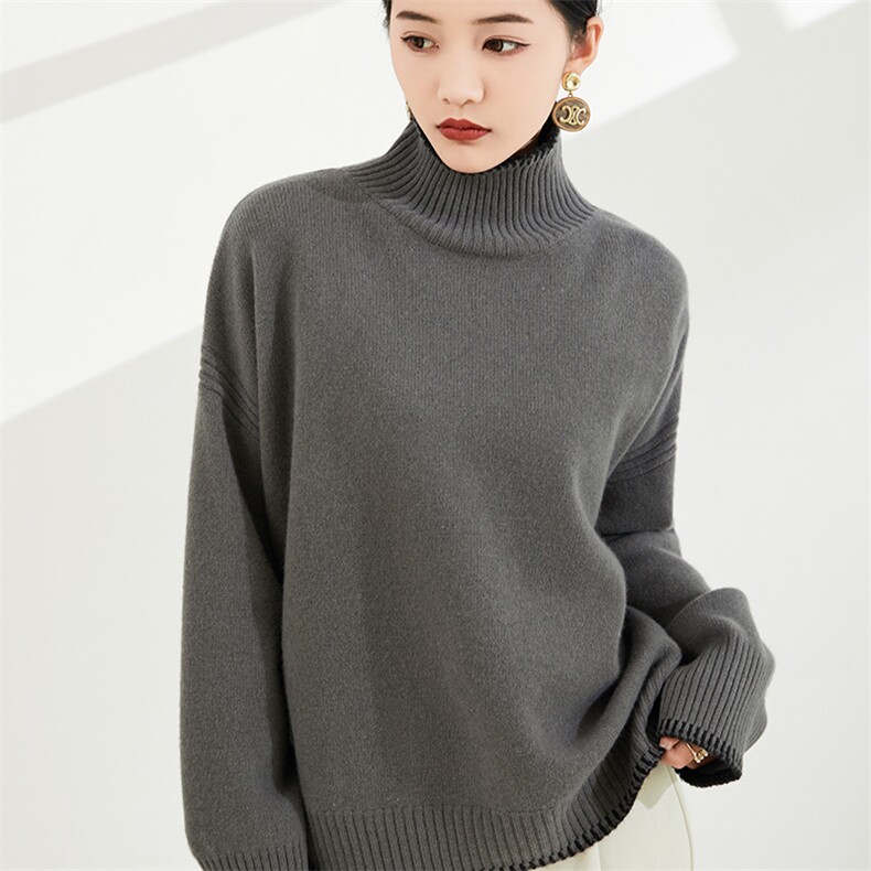 女士秋冬季新款极简风格半高领羊毛衫,女装羊毛衫,奢优羊绒