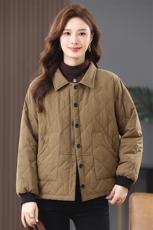 棉服女短款2024年新款秋冬轻薄棉服时尚菱格小棉袄夹棉外套，女装棉衣/棉服，涵誉