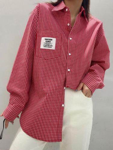 带标格子衬衣，女装，r+i=aa