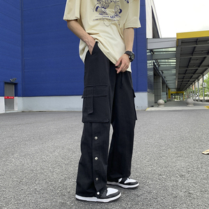 工装裤男春夏ins潮牌直筒春秋机能宽松男女生休闲裤K07131-P43图片
