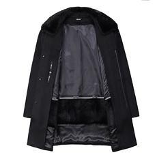 AE8928尼克服水貂毛领兔毛内胆可脱卸立领长款羊毛大衣外套，女装短外套，钱塘207-1