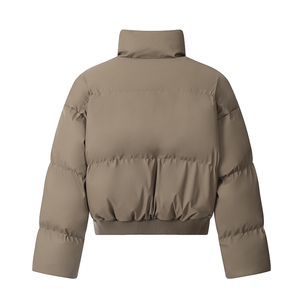 现货5W件冬季三防重磅硬挺boxy短款羽绒立领PU皮棉衣外套加厚棉服图片