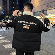 百搭拉链棉服男款冬季三条杠撞色立领棉衣潮宽松型青少年时尚保暖，男装棉衣，星座218-1（原230）