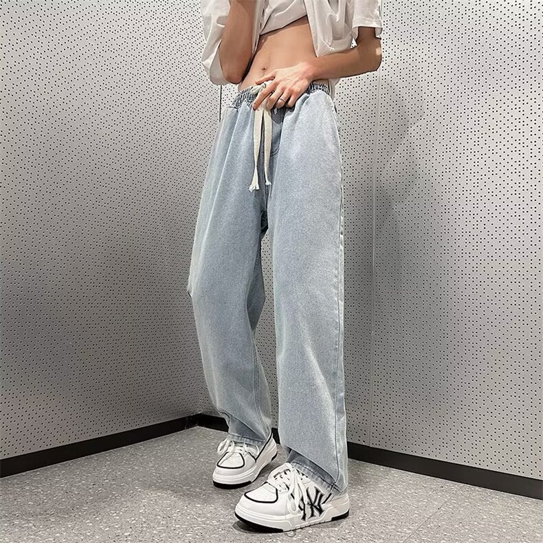 牛仔裤男夏季美式复古宽松阔腿直筒裤潮牌vibe高街裤子NK966-P45,男装牛仔裤,星座1008