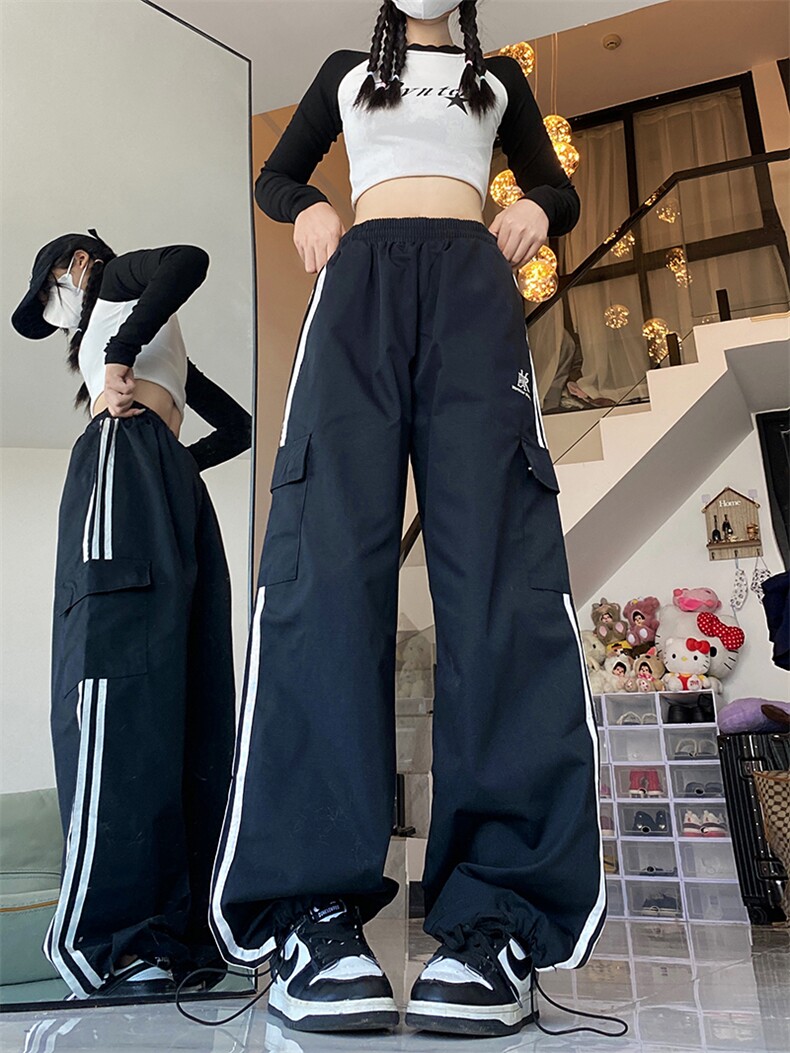 美式复古紫色工装牛仔裤女大码胖辣妹高腰宽松阔腿多巴胺裤子,男装休闲裤,星座716-2