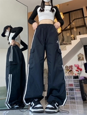 美式复古紫色工装牛仔裤女大码胖辣妹高腰宽松阔腿多巴胺裤子，男装休闲裤，星座716-2
