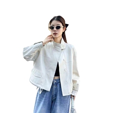 宽松显瘦时尚皮衣女短款2025春新款立领机车服韩系小个子上衣，女装皮衣，2C229