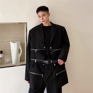 秋季新款立体裁剪可拆卸拉链拼接金属西服男A345-210-P145图片