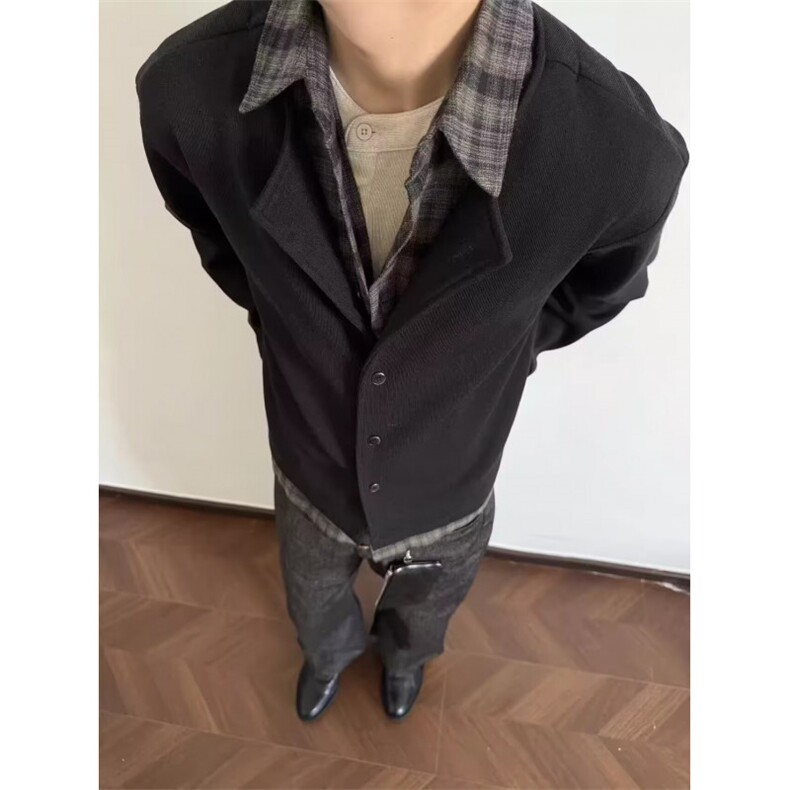 秋季假两件拼接翻领长袖衬衫男女针织开衫外套JK840-P68,男装衬衫,星座308B-2