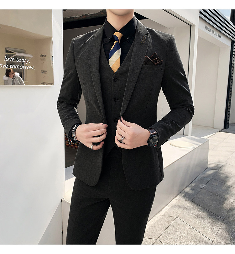 西装套装男英伦风韩版修身三件套商务西服A470-TZ26大码加价,男装西服套装,电商A207