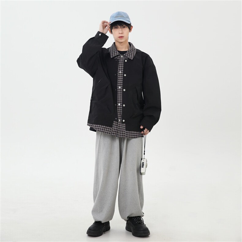 2025春季休闲痞帅工装假两件翻领夹克潮流外套XZ301b-2-JK2582P78,男装夹克,星座301B-2（原A443-1）