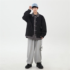 2025春季休闲痞帅工装假两件翻领夹克潮流外套XZ301b-2-JK2582P78，男装夹克，星座301B-2（原A443-1）