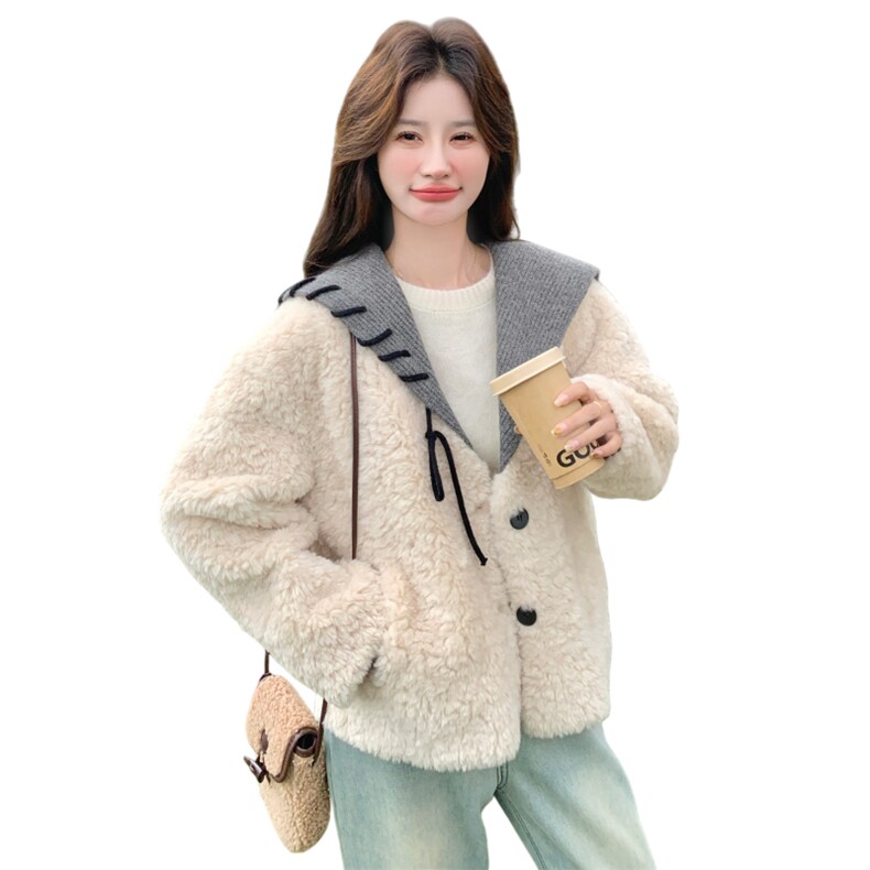 【新款】针织海军领毛毛外套2C115-2365-P205-K308,女装棉衣/棉服,2C115