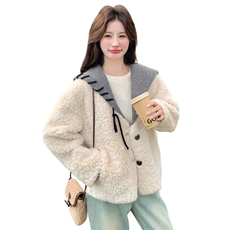 【新款】针织海军领毛毛外套2C115-2365-P205-K308，女装棉衣/棉服，2C115