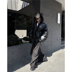 美式潮毛领座山雕加厚棉服外套短款皮衣图片