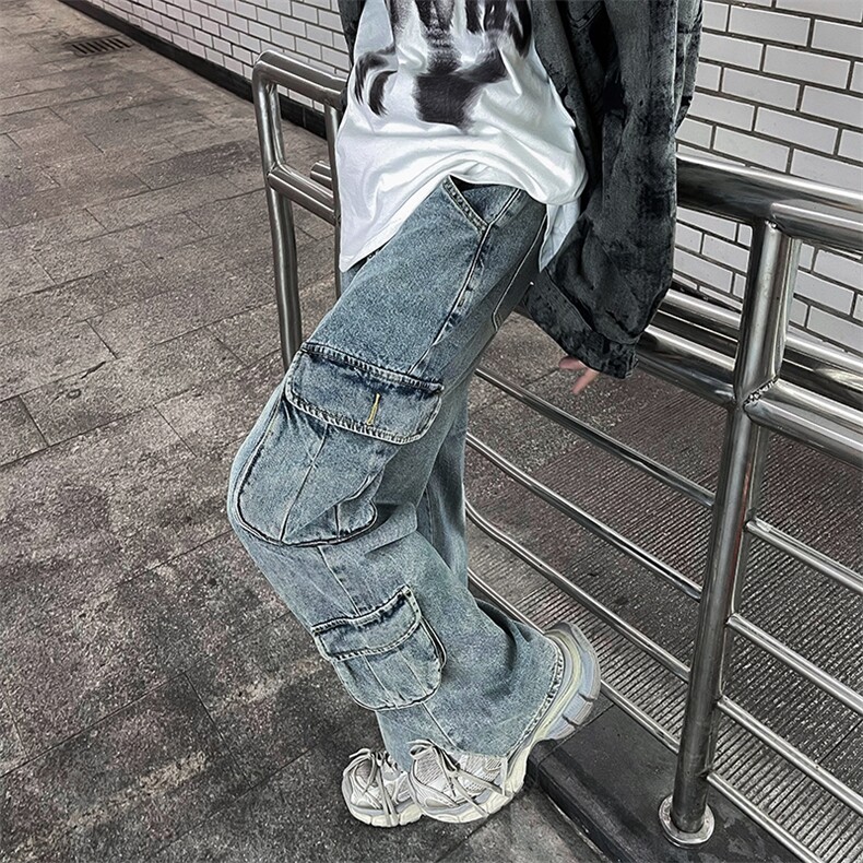 美式高街工装牛仔裤男韩版大口袋2024秋冬新款ins长裤RK1162-P49,男装牛仔裤,星座412-2