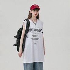 中性风新款夏季时尚百搭宽松字母印花无袖短袖T恤DT508P30控48，男装T恤，A247A