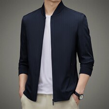 2023春秋季新款立领商务休闲夹克男宽松纯色上衣中年薄款外套，男装夹克，电商B212（原钱塘6029）