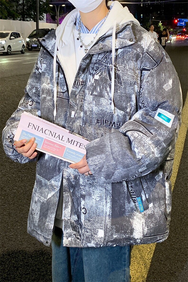 男冬季新款保暖棉衣潮流加厚大码假两件连帽棉服外套33231P115,男装棉衣,电商A086
